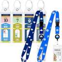 Cruise On Royal Caribbean Luggage Tag Holders (4 Pack) & Lanyards (2 Pack) – Large, Clear, Waterproof Cruise Essentials 2026-2027 – Secure Ship Tags & Cards (Royal & Navy Blue)