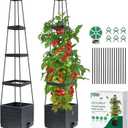 MQUPIN 2 Pack Tomato Planter with Trellis, 57" Self-Watering Raised Garden Bed Planter Box for Climbing Plants Vine Flowers Vegetables, Tomato Cage for Indoor Outdoor Patio Greenhouse