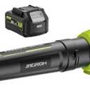 Leaf Blower Cordless with 2 x 4.0Ah Battery and Charger, 580CFM 160MPH Electric Blower with 2 Speeds, 20V Handheld Leaf Cleaner for Lawn Care, Blowing Leaves, Dust, Snow, Gravel for Patio, Yard, Green