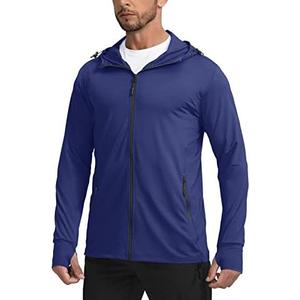 Sejuani Men's UPF 50+ Light Jacket Full Zip Sun Protection Hoodie Long Sleeve Sun Shirts for Men Hiking Fishing Zip Pockets, S