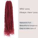 Niseyo Wild Locs 36 Inch Distressed New Faux Locs with Curly Ends 8 Packs Long Soft Pre-looped Goddess Crochet Hair (118#, Burgundy)