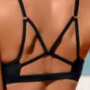 Rajputana Womens Bikini Sets Mesh Metal Bathing Suit V Neck Sexy Swimsuit Swimwear (Black, S)