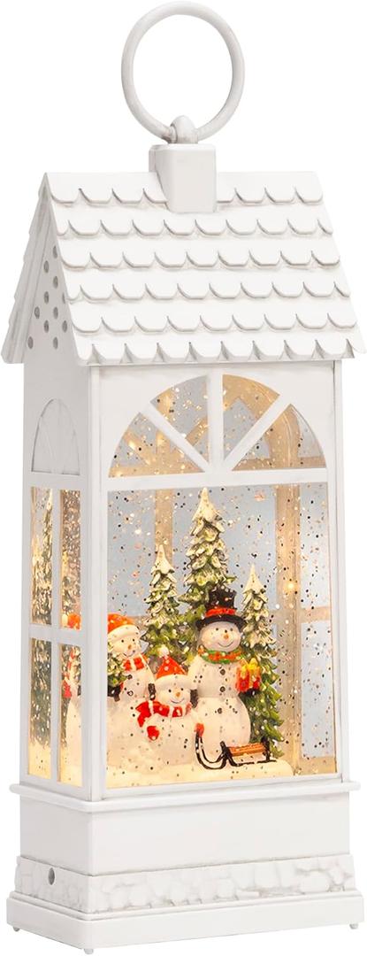 Extra Large Christmas Snow Globes, 12.4" Snowman Electric Light up Snow Globe Christmas, 8 Festive Songs 6 Hrs Timer Dual Power, White Musical Snowglobes Christmas Decorations Indoor Xmas Snowglobe