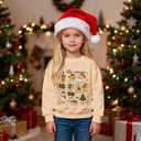 Toddler Retro Christmas Sweatshirt Baby Girl Boy Santa Claus Shirts Doodle Graphic Pullover Xmas Holiday Top Clothes (18-24 Months, Apricot)