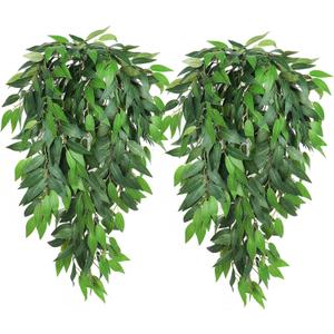 RECUTMS Artificial Hanging Willow Leaves Vine Twigs 2PC, Fake Silk Weeping Willows Leaf Plant Faux Italian Ruscus Greenery Indoor Outdoor Home Garden Wedding Arch Jungle Birthday Party Spring Decor