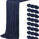 8 Pack Navy Blue Cheesecloth Table Runner 20 x 120 inch Gauze Table Runners 10 FT Long,Semi Sheer Boho Cheese Cloth Fabric Table Runner Bulk for Wedding,Party,Baby Shower,Bridal Shower Decoration