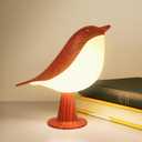 Deogos Small Desk Lamp, Bird Bedside Light with 3 Color Temperature and Touch Sensor, Cordless Kids Night Light, Rechargeable Battery for Bedroom Nightstand Table - Red