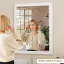 SMIROR Matte White Bathroom Mirror for Over Sink, 20x 24 Metal Thick Framed Rectangle Vanity Mirror for Wall, Right Angle Corner, Anti-Rust, Horizontally or Vertically Mounted