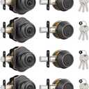 Goldenwarm Oil Rubbed Bronze Exterior Door Knob and Single Cylinder Deadbolt, Keyed-Different Entry Locksets with Lock and Key 4 Pack Set
