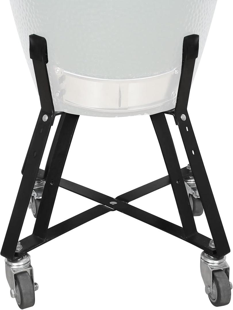 Rolling Cart Nest With Heavy Duty Locking Caster Wheels Powder Coated Steel Rolling Outdoor Cart For Large Big Green Egg Kamado Classic Joe Grill Stand Cooking Accessories Raise Egg Round Pit
