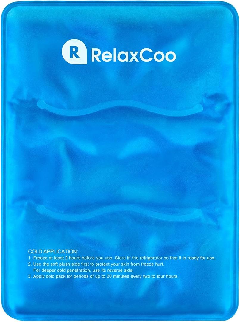 RelaxCoo Large Flexible Ice Pack for Injuries Reusable Gel, 11x14.5 Inches, Cold Compress for Hip, Shoulder, Knee, Back Pain, Swelling, Bruises, Surgery