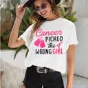 FAYALEQ Cancer Shirt Women Breast Cancer Shirts Pink Ribbon Breast Cancer Awareness T-Shirts Letter Print Inspirational Tees (White, XL)