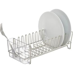iDesign Metal Dish Drying Rack with Silverware Drainer, The Classico Collection  12.5" x 5.5" x 4", Satin Silver iDesign Metal Dish Drying Rack with Silverware Drainer, The Classico Collection  12.5" x 5.5" x 4", Satin Silver