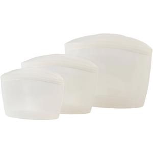 Blue Ginkgo Reusable Silicone Storage Bags  3-Pack | Korean-Made Stand Up Food, Freezer Bags - Clear