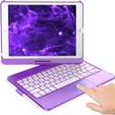 KBCASE Touchpad Keyboard Case for iPad 9th/8th/7th 10.2 inch, Backlit Trackpad Keyboard, 360Rotatable Case with Pencil Holder for iPad 9th/8th/7th Gen (Purple)