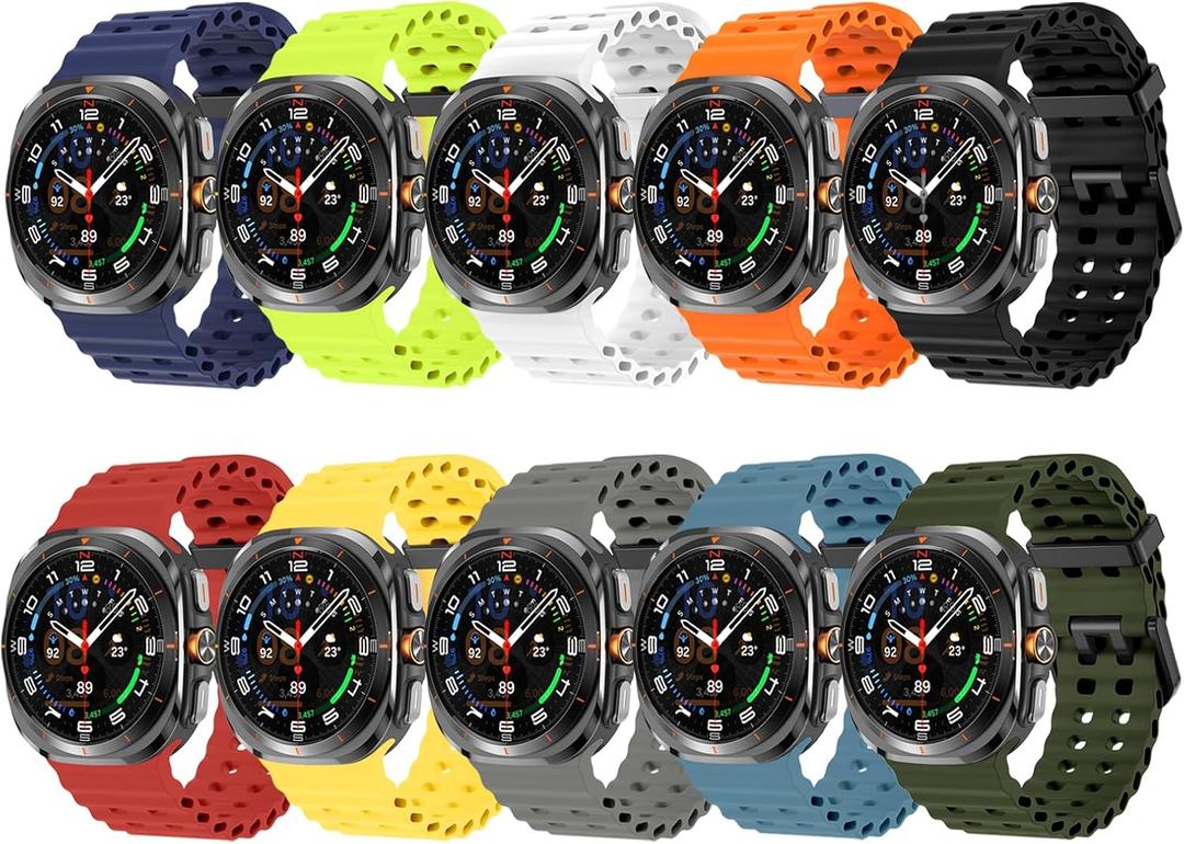 Sport Silicone Bands Compatible for Samsung Galaxy Watch Ultra 47mm (2025/2024), Breathable Wristband Waterproof Replacement Soft Silicone Strap for Men Women