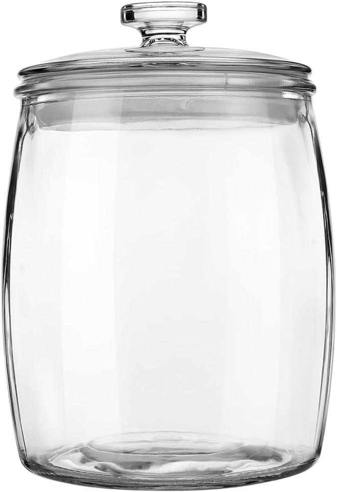 Folinstall Wide Mouth Apothecary Jar with Lid, 0.5 Gallon Glass Jar for Kitchen Storage and Laundry Room Organization, 72 oz Clear Glass Container for Cookie, Candy, Sugar, Flour, Nuts