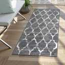 Lahome Moroccan Grey Runner Rug for Hallway - 2x4 Rug Washable Non-Slip Small Rug Lightweight Throw Soft Bath Modern Floor Carpet Runner for Kitchen Entryway Bedroom Laundry Room