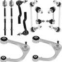 Front Suspension Control Arm Kit Compatible with 2008-2014 For Cadillac CTS RWD 2WD Upper Control Arm Kit, Tie Rod Ends, Sway Bar Links Front and Rear