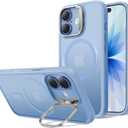 ESR for iPhone 17 Case with Stash Stand, Compatible with MagSafe, Military-Grade Drop Protection Magnetic Phone Case, Scratch-Resistant Back Cover,Frosted Light Blue