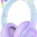 Cat Ear Bluetooth Headphones with Micphone for Kids & Adults, LED Light Up Wireless HI-FI Sound Quality, Over-Ear Headphones with Volume Control for iPhone/iPad/Laptop/PC(55H Play Time)
