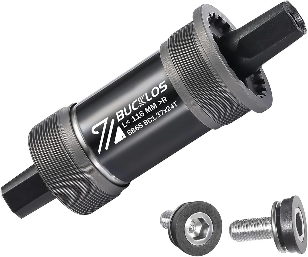 BUCKLOS Bike Square Taper Bottom Bracket - Bicycle BSA Brackets for Mountain/MTB/Road/Fat Bike/Ebike (BB68-Black, 116mm)