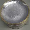 R-kay 100 Pack 7 Inch Clear Plastic Plates - Hammered Gold Rimmed Sturdy, Durable And Extra Heavy duty Gold Plastic Dessert, Appetizer Plates Disposable For All Occasions