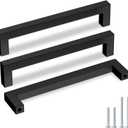 Goldenwarm 5 Pack Black Square Bar Cabinet Pull Drawer Handle Stainless Steel Modern Hardware for Kitchen and Bathroom Cabinets Cupboard,Center to Center 6-1/4in(160mm) Handles for Kitchen Cabinets