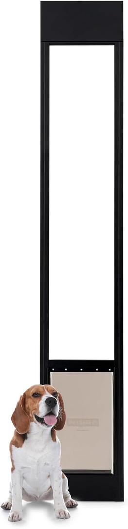 PetSafe 1-Piece Sliding Glass Pet Door for Dogs and Cats - Adjustable Height up to 80 11/16"- Large, Black, No-Cut DIY Install, Aluminum Patio Panel Insert, Great for Renters or Seasonal Installation