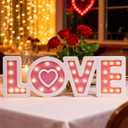 CRCZK Light UP Valentine's Day Wooden Love Sign, Valentines Day Love Letters Table Centerpieces, Sturdy Galentine's Day LOVE Sign, Valentine Decorations for Home Shelf Mantel Fireplace Tabletop, Party Supply