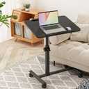 Bed Desk Adjustable Overbed Bedside Table Rolling Laptop Tray Desk Cart Height Portable Mobile Sit Stand Table Tilting Hospital Bed with Wheels, 1 Count