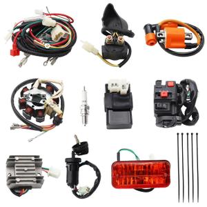 PRO BAT Complete Electrics 4 Stroke Wiring Harness Kit 8 Coil CDI Stator Tail Light for 150cc 200cc 250cc 300cc 4 Wheelers Stroke ATV Go Kart Quad Pit Dirt Bike Zongshen Lifan YX