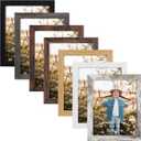 PETAFLOP 8x10 Picture Frame Set of 7 in Multi Color, Distressed Rustic Wooden Frame with HD PS for Wall and Tabletop Display