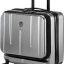 16 Inch Carry On Luggage with 2 Compartments for 14 & 15 Laptop, 16.14*8*17.12 Rolling Briefcase, Lightweight Hardshell ABS+PC Suitcase with Spinner Silent Wheels, for Business Trip, Dark Gray