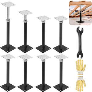 8 Pcs Adjustable House Floor Jacks 11-16" Height Range Screw Jack Post for Floor Joist, 5000 lbs Load Capacity, Temporary Support for Leveling Sagging Floor Repair, RV Step Stabilizer, Black