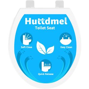 Toilet Seat Round 16.5 Inch with Quick Release - Quick Connect,White Round Toilet Seat with Soft Close,PP Material Safe, Easy Clean and Install,Sturdy Accessories Never Loosen,2 Years Support