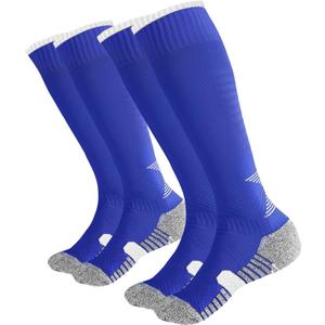 YAGAXI Men's Baseball Soccer Softball Knee-High Socks - 2 Pairs Compression Multi-sport Tube Athletic Socks for Youth & Adult (Large, Royal Blue)
