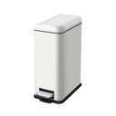 2.6 Gallon Bathroom Trash Can with Lid, 10L Stainless Steel Garbage Can with Removable Liner Bucket, Slim for Small Spaces Narrow Office, Kitchen, Bedroom, Living Room (White (10L/2.6 gallon)
