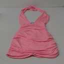 BORIFLORS Women's Sexy Club Bodycon Cut Out Halter Backless Ruched Mini Party Dresses (Large, Pink)
