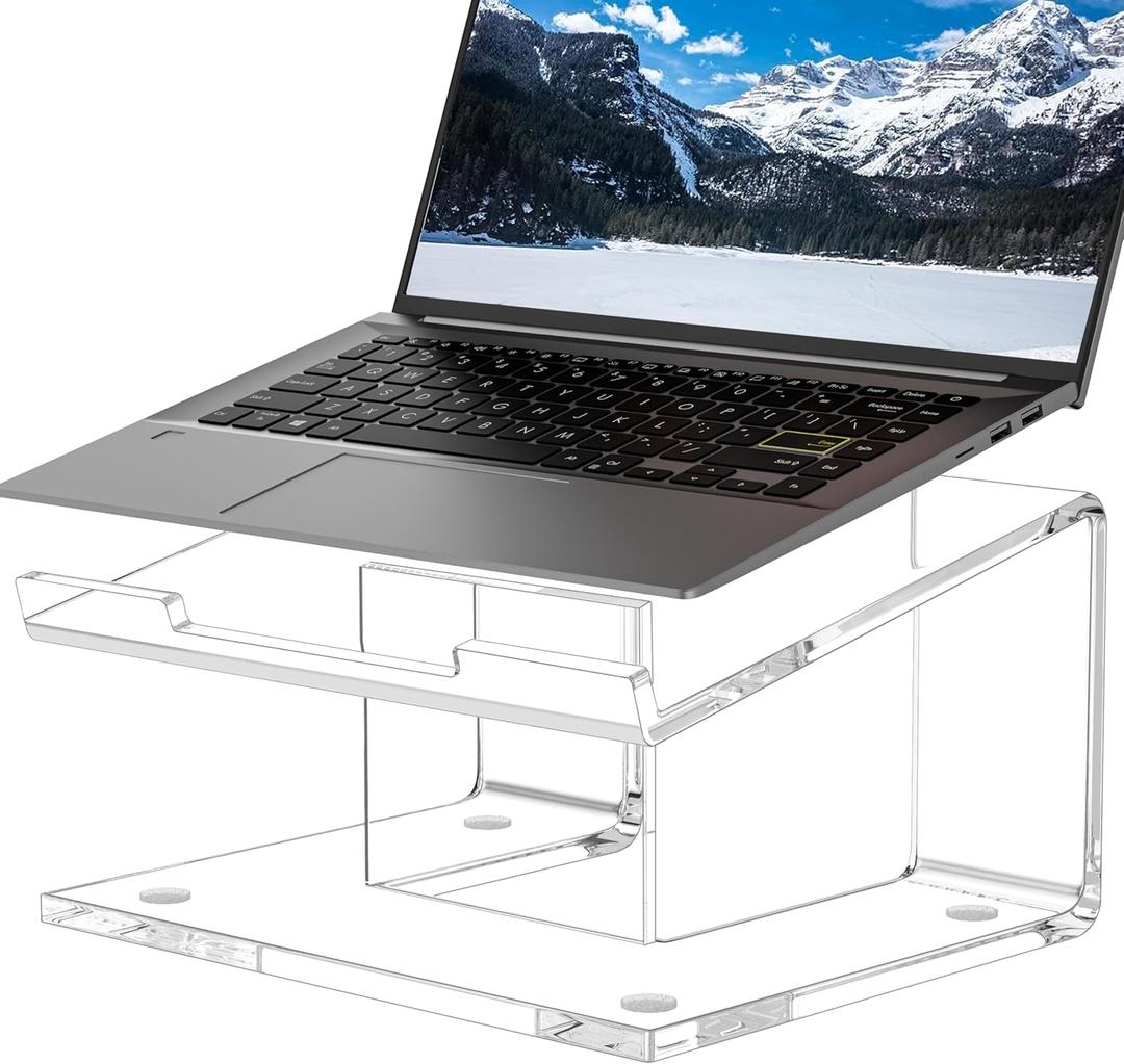 Acrylic Laptop Stand for Desk, Laptop Riser for 10-17.3 Inch Laptops, Ergonomic Computer Stand Holder Compatible with MacBook and Notebook
