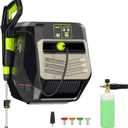 Pressure Washer 5500 PSI 3.6 GPM Electric Wall Mounted Power Washer with 66ft Retractable Pressure Hose, 5 Nozzles and 1L Foam Cannon, Powerwashers for Home, Car, Hose Reel, Light Silver