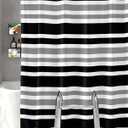 Split Shower Curtains for Bath Sliding Transfer Bench,Classic Gray Black Striped Waterproof Bathroom Bathtub Curtain Set with Hooks and 2 Vertical Slits,72x72 Inch,Minimalist Lines