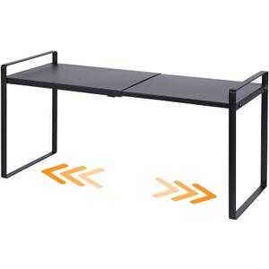 Expandable Cabinet Shelf Organizer Riser for Kitchen Pantry Cupboard Under Sink Countertop (Black, 8.2D * 12.2-21.6W * 10.4H)