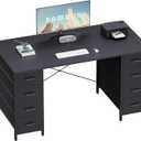 Pamray 47 Inch Computer Desk with 8 Fabric Drawers for Home Office Work