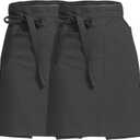 Half Apron for Women Men Cotton Linen with 2 Large Pockets Waist Short Bistro Server Aprons Waiter Waitress Unisex (Black, M)