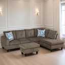 FONTOI L Shaped Sectional Couches for Living Room, Modern Modular Sectional Sofa with Ottoman Storage, Comfy L Shaped Couch with Chaise for Bedroom Apartment Furniture, Brown