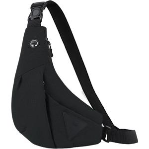 Men Small Sling Shoulder Crossbody Bag, Lightweight Anti-theft One Strap Casual Chest Bag Slim Backpack for Outdoor Walking Trip Hiking Biking Fits Up to 8.3 inch iPad Mini (Black)