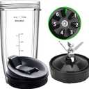 Blender Replacement Parts for Ninja, 24oz Ninja Blender Cup with To-Go Lid, 7 Fins Ninja Blender Blade Fit Ninja BL480_30 BL642 BN401 BN751 BN801 BL640-30 NN100-30 CT680 NN100A NN101 NN102 BL2012
