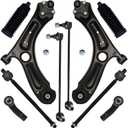 AUQDD 10Pcs Front End Suspension Kit Fit For 2011-2018 Volk-swagen Jetta w/4-Door Sedan, 2 Lower Control Arm w/Ball Joint 2 Sway Bar Link 4 Outer Inner Tie Rod End (# K621949 K80478 EV80665 ES80666)