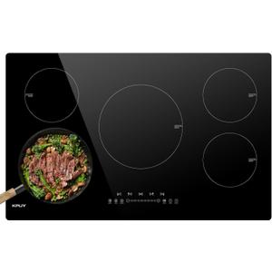 KPUY Induction Cooktop 36 Inch with 5 Burner, Electric Burner 220-240V, 7400W Electric cooktop with Keep Warm Function& Timer, 9 Power Levels, 36'' Induction Cooktop Hard Wire(No Plug)